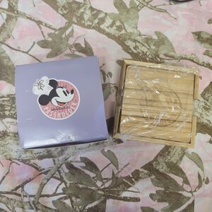 Walt Disney World Flower & Garden Passport Wood Coaster Set With Box